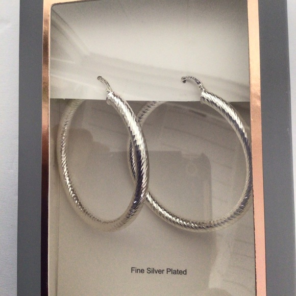 BELIEVE BY BRILLIANCE SILVER HOOP EARRINGS NWT - Picture 6 of 8